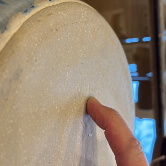 Pigeon River Pottery Pie Plate Signed Blue Cream Oven Safe Excellent Condition - Picture 10 of 13